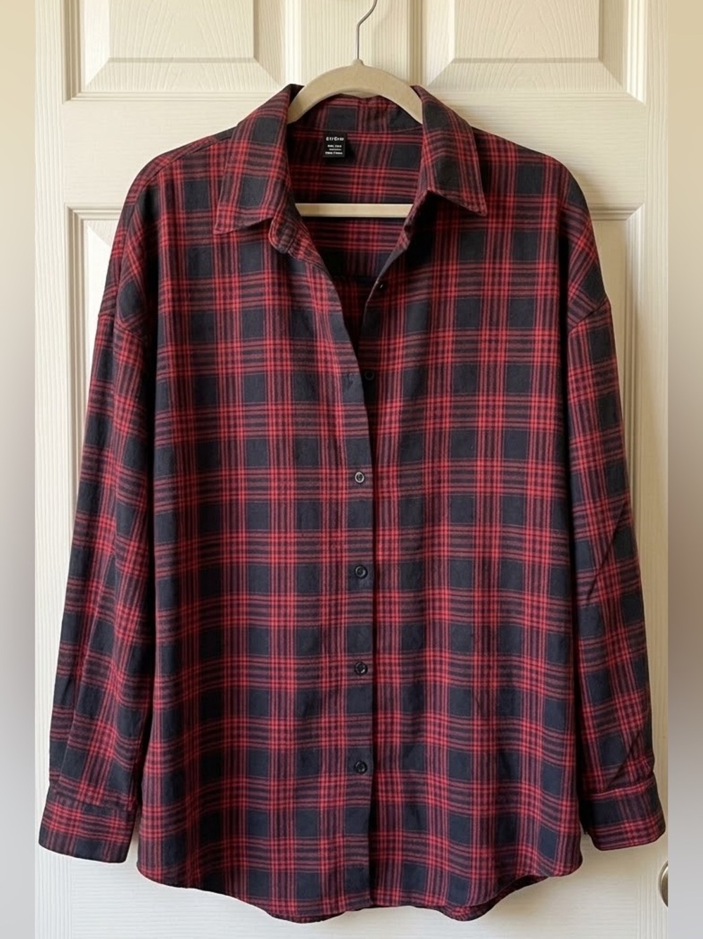 Red and Black Plaid Button-Up Shirt - Casual Classic